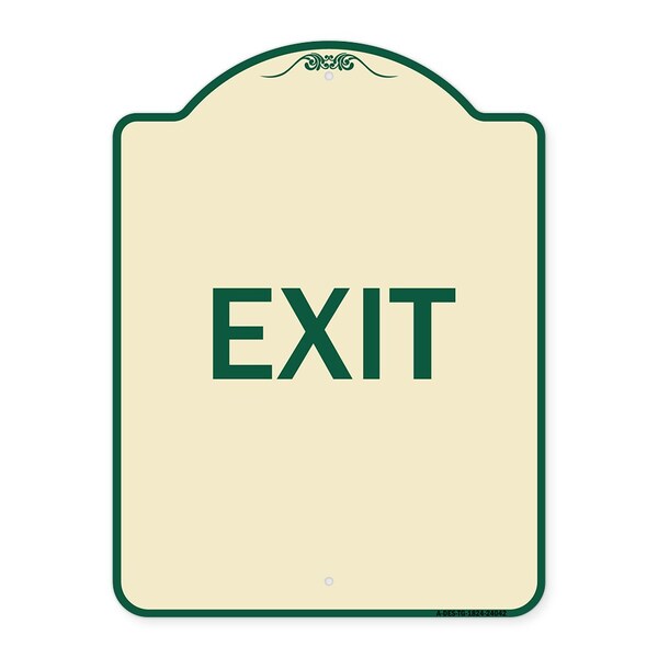 Designer Series Sign-Exit 1, Tan & Green Heavy-Gauge Aluminum Sign, 24" H, 18" L, TG-1824-24042